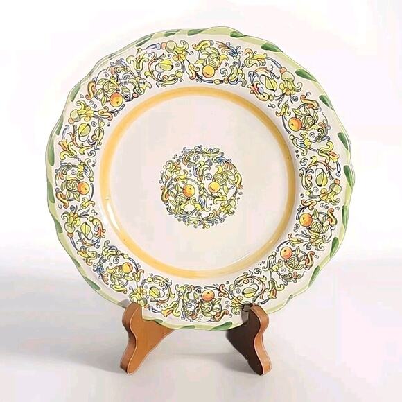 Meridiana Ceramiche 8" salad plate Made in Italy, multi scrolls Oranges Citrus - Picture 1 of 4